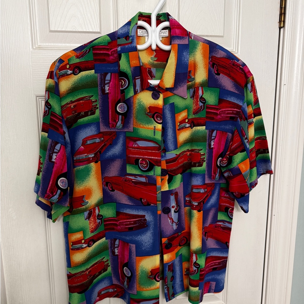 Vibrant Car Print Men's Button Down Shirt